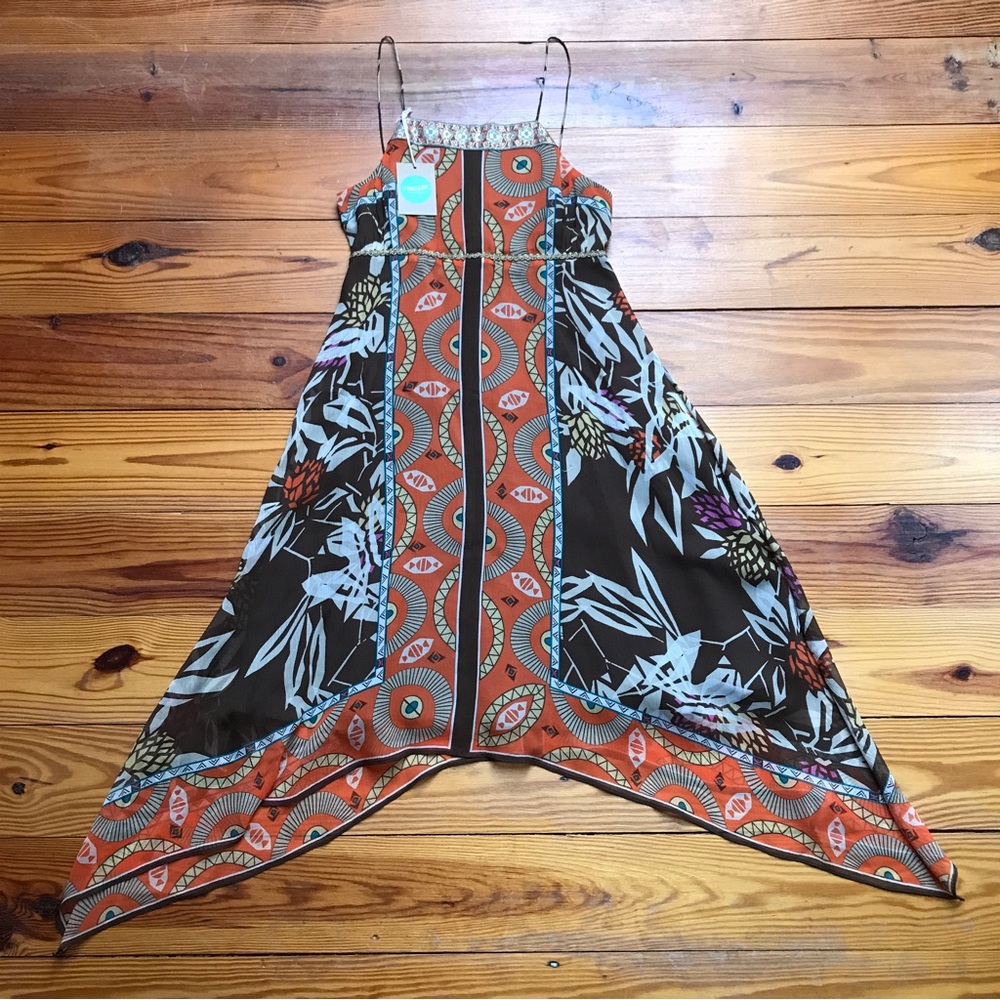Nicole Miller Studio Silk Scarf Asymmetrical Dress, EUC, 2